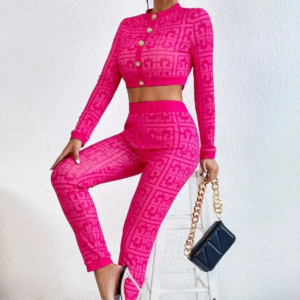 Allover Print Crop Top & Leggings Pink - Picture 5 of 5